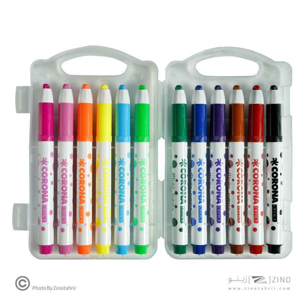 ماژیک نقاشی12رنگ جعبه طلقی کرونا کدWH6705-12